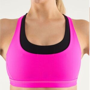 EUC Lululemon Run:  Stuff Your Bra II Raspberry Glo Light Black Hot Pink- Size 8